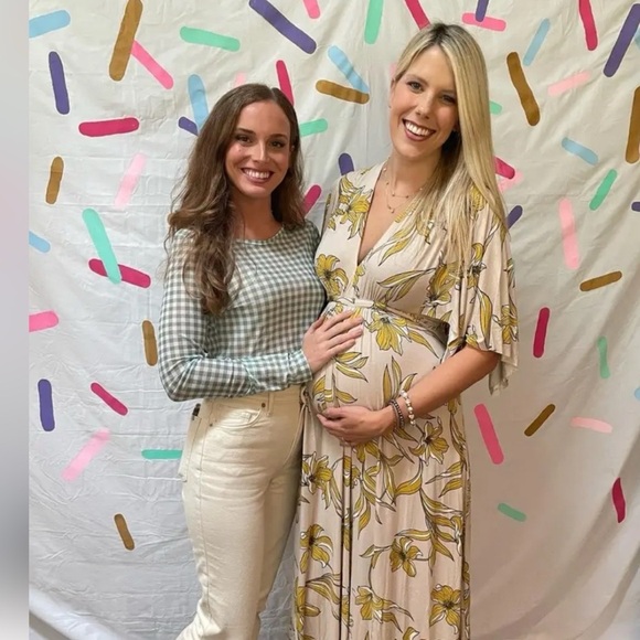 Rachel Pally Maternity Floral Caftan Yellow and Cream Dress Sold Out Size L - Picture 5 of 7